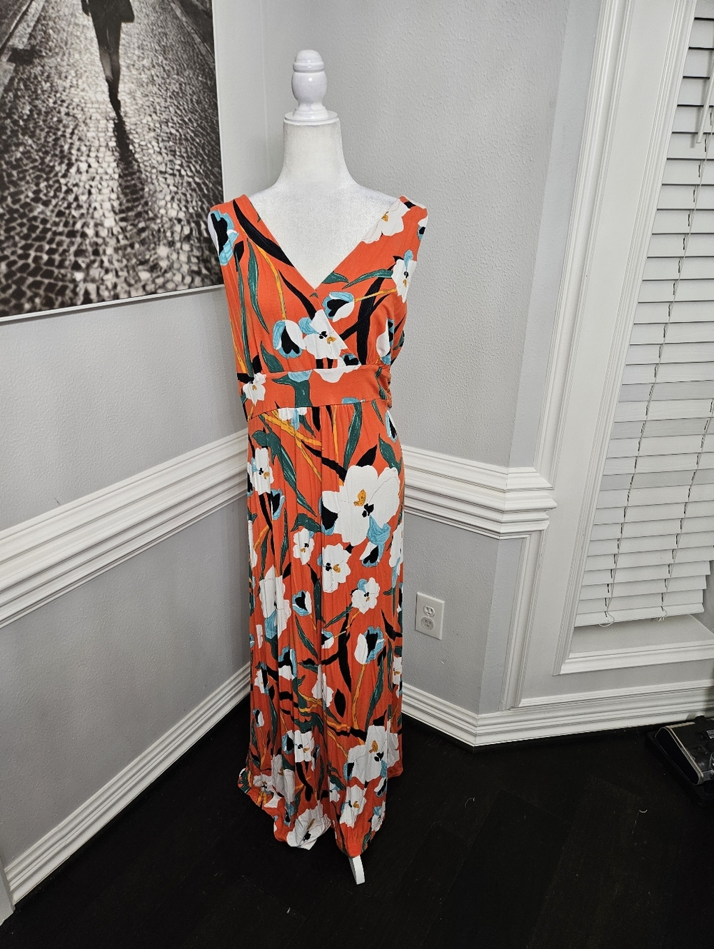 Sigrid olsen Maxi Dress XL floral vneck sleeveless - Picture 2 of 6